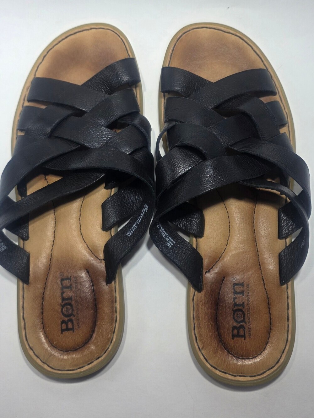 Born Women's Size 8M Black Leather Strappy Comfort Slide Sandals Casual